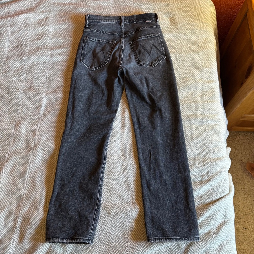 Mother High Waisted Hiker Hover Jeans Midnights With Molly Faded Black Size 26 - Picture 4 of 13